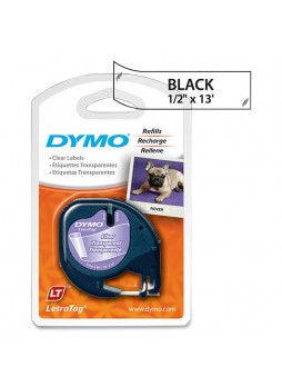 Dymo 16952 LetraTag 16952 Printer Tape Cassette, 0.50" x 13ft, Plastic, clear, Each